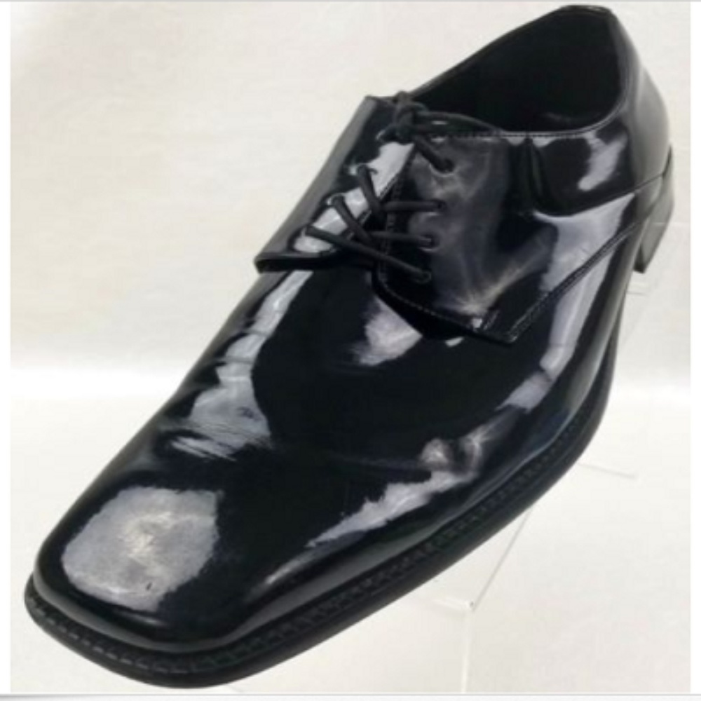 Zengara Derby Square Black Patent Leather Shoes 13